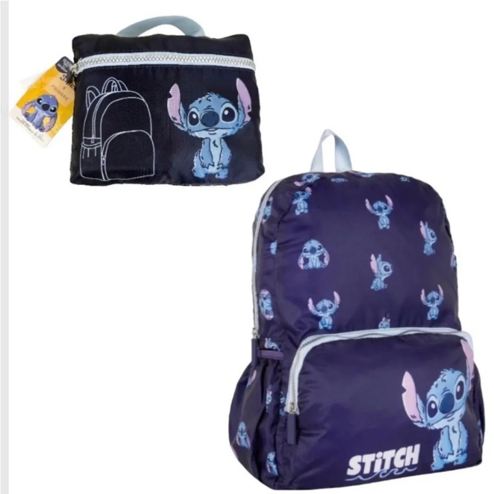 Stitch Foldable - Blue backpack set